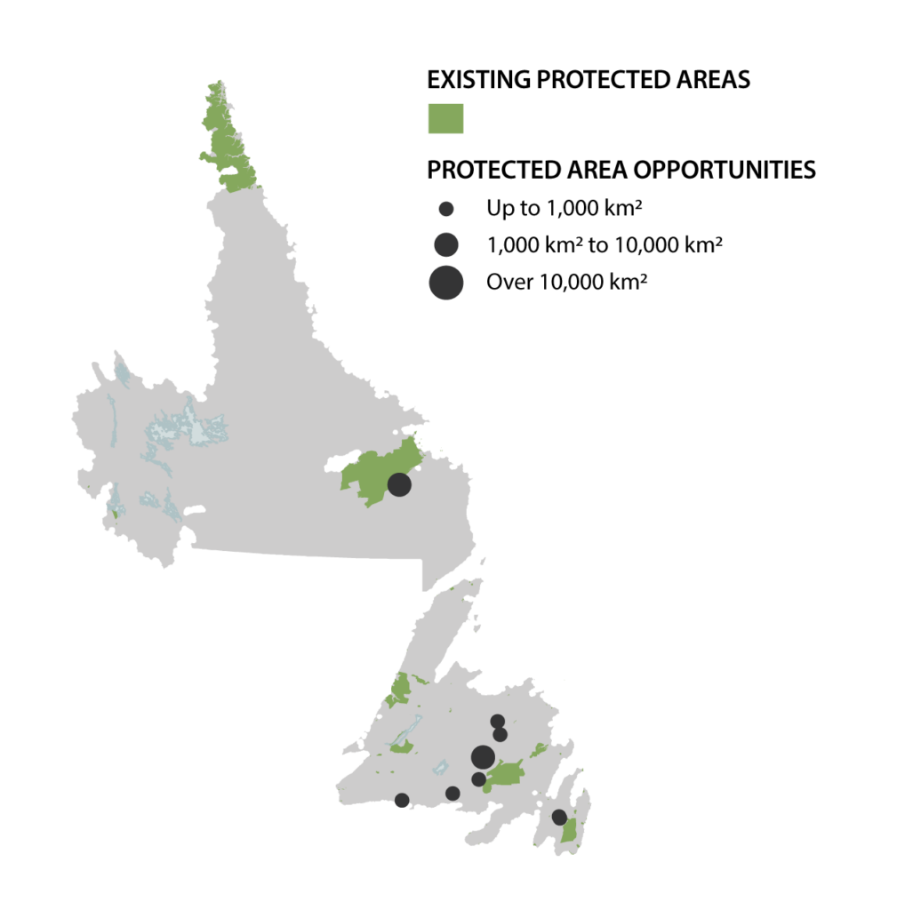 Newfoundland-Labrador map with protected areas